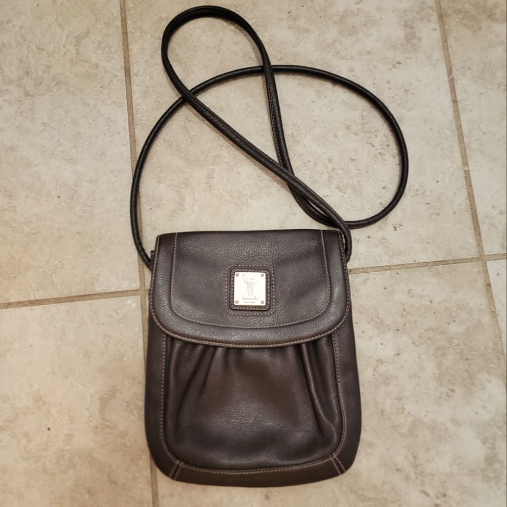 Pre-owned Tignanello Vintage Chocolate Brown Pebble Leather Crossbody - Picture 1 of 6